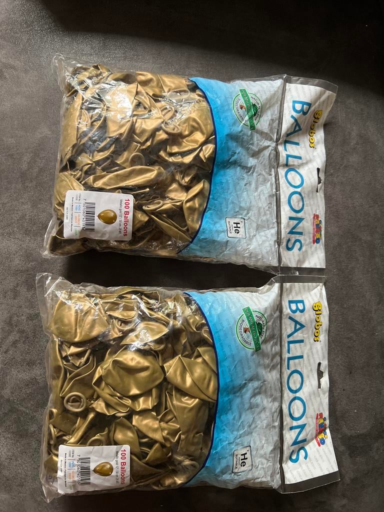 200 metallic goud helium ballonnen, Hobby en Vrije tijd, Feestartikelen, Ophalen, Nieuw, Feestartikel, Verjaardag