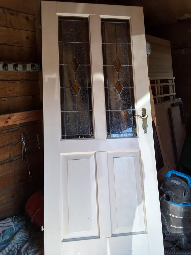 Binnendeur  met glas en lood, Ophalen, Glas, Binnendeur, 200 tot 215 cm