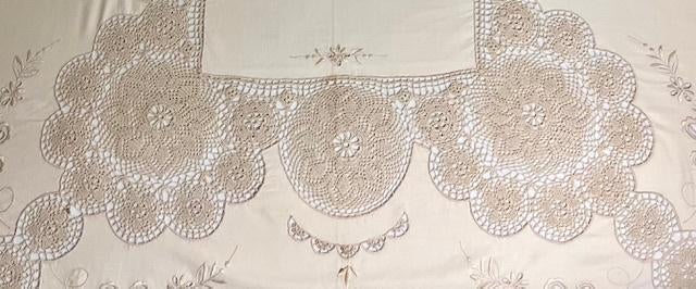 Antiek Frans tafelkleed met 12 servetten Richelieu handwerk, Antiek en Kunst, Antiek | Kleden en Textiel, Ophalen of Verzenden