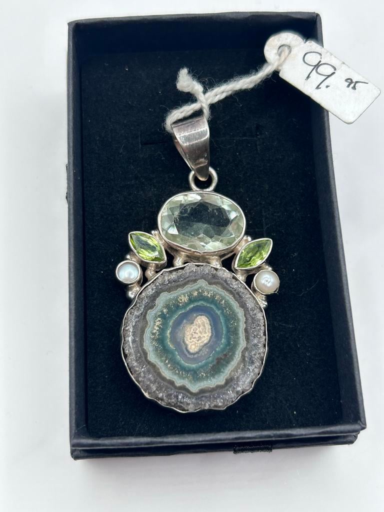 Agaat hanger met 925 zilver, Gebruikt, Overige voorstellingen, Ophalen of Verzenden, X