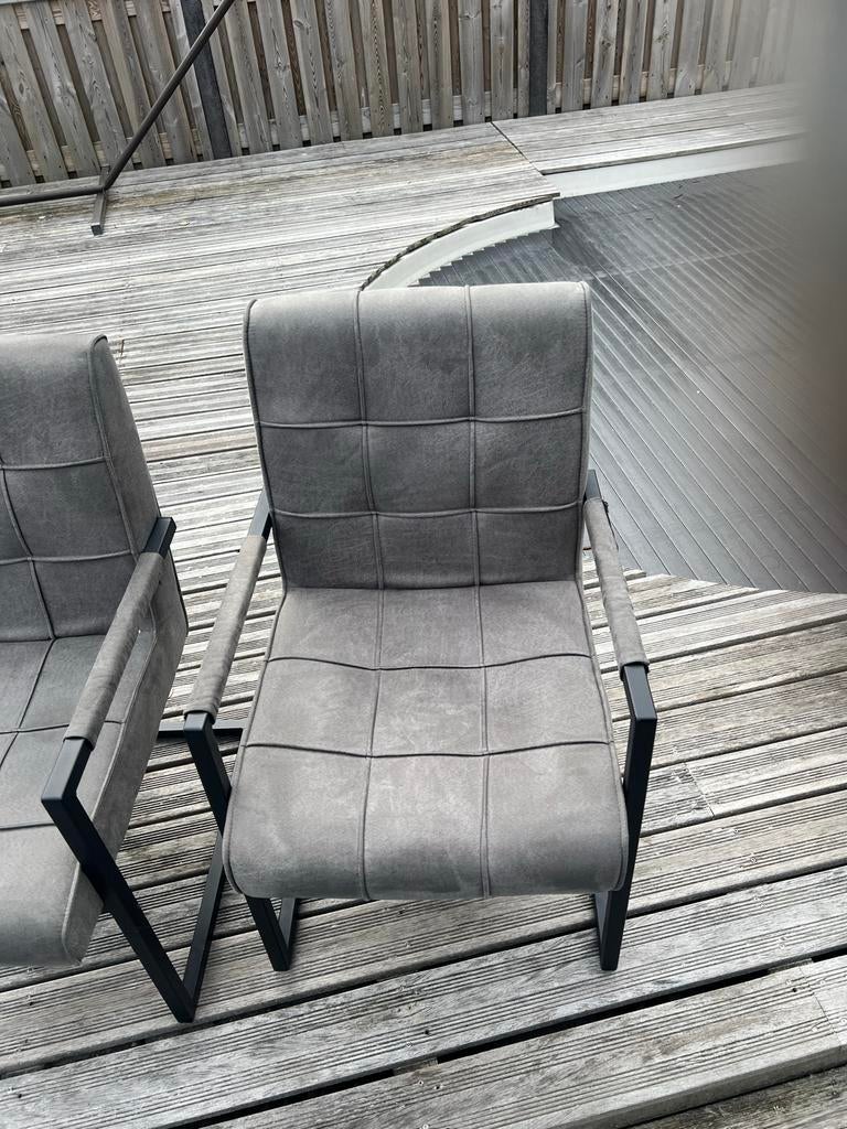 eetkamerstoelen met armleuningen stoel stoelen, Huis en Inrichting, Gebruikt, Ophalen of Verzenden, Metaal, Grijs