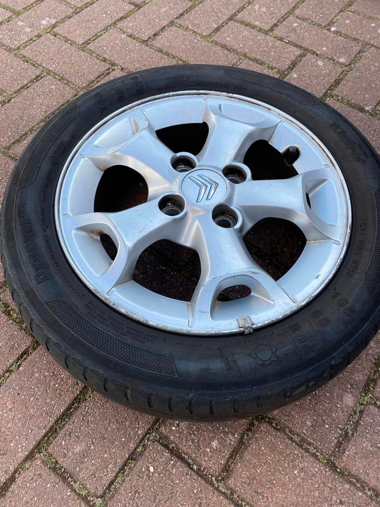 Set van 4 Citroën C1 lichtmetalen velgen   14 inch, Auto-onderdelen, Banden en Velgen, Ophalen, 14 inch, Gebruikt, 155 mm