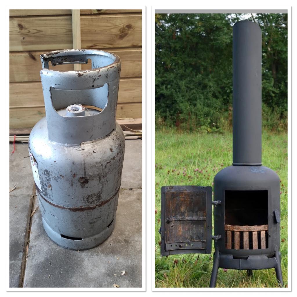 Lege gasfles voor het zelf maken van een barbecue/openhaard, Tuin en Terras, Ophalen, Zo goed als nieuw