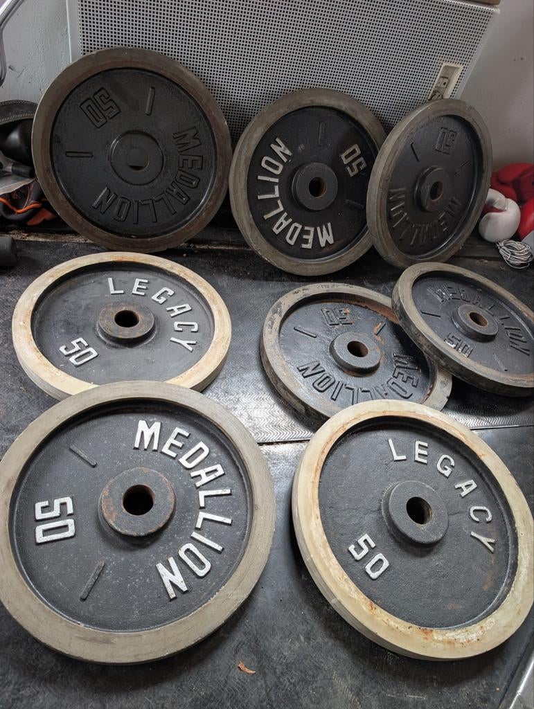 Old School Olympische Halterschijven – 8 Stuks / 180 kg, Ophalen