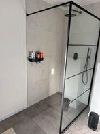 Zwarte inbouw doucheset met glazen douchewand, Ophalen, Gebruikt, Glas, Douche