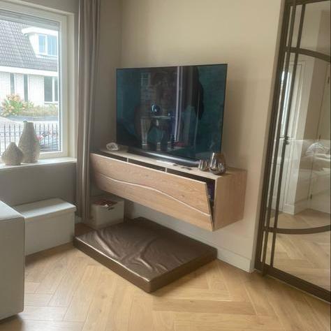 Massief Eiken TV Meubel met LED Verlichting - Maatwerk, Huis en Inrichting, Kasten | Televisiemeubels, Ophalen, 150 tot 200 cm