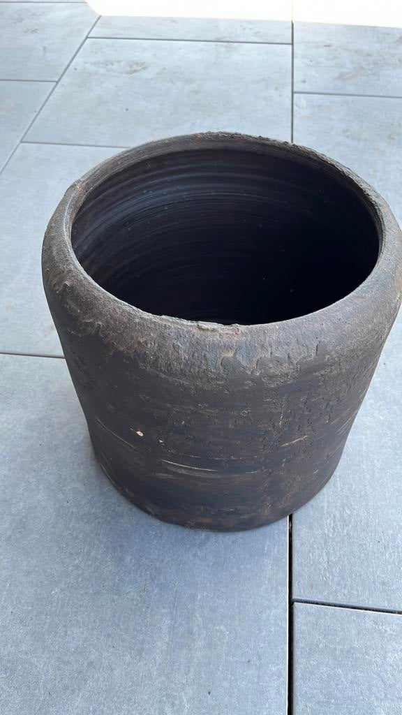 Grote bruine bloempot, Tuin en Terras, Bloempotten, Rond, Zo goed als nieuw, Minder dan 40 cm, Aardewerk