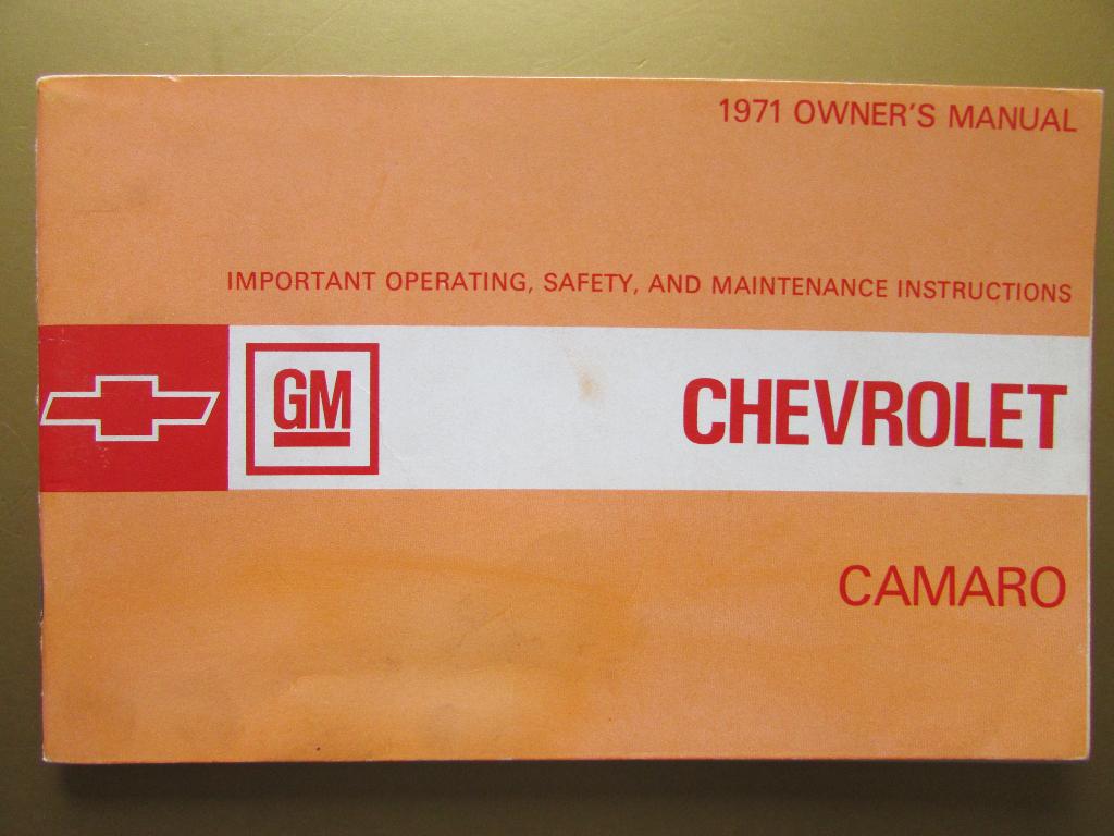 1971 Chevrolet Camaro owner's manual, Engels, Ophalen of Verzenden