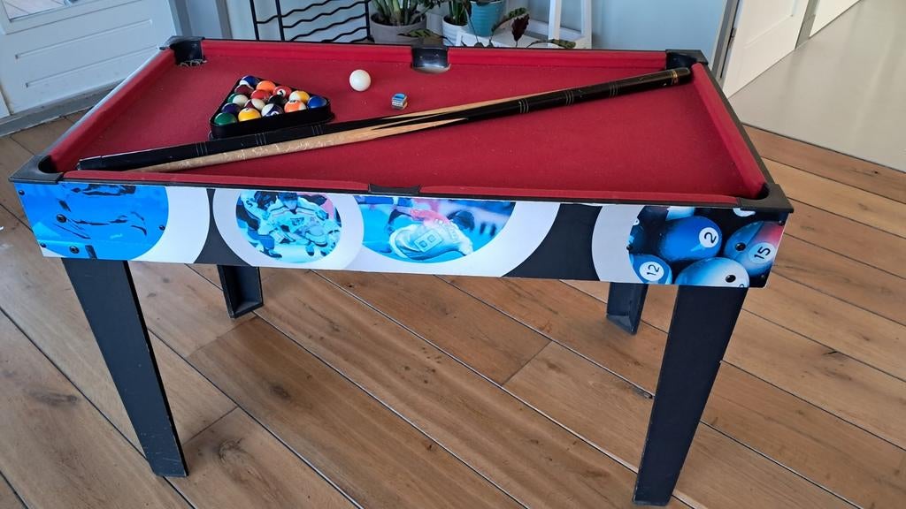 Kleine pooltafel 106x58x68 cm met accessoires, Sport en Fitness, Biljarten en Poolen, Ophalen, Gebruikt, Pooltafel