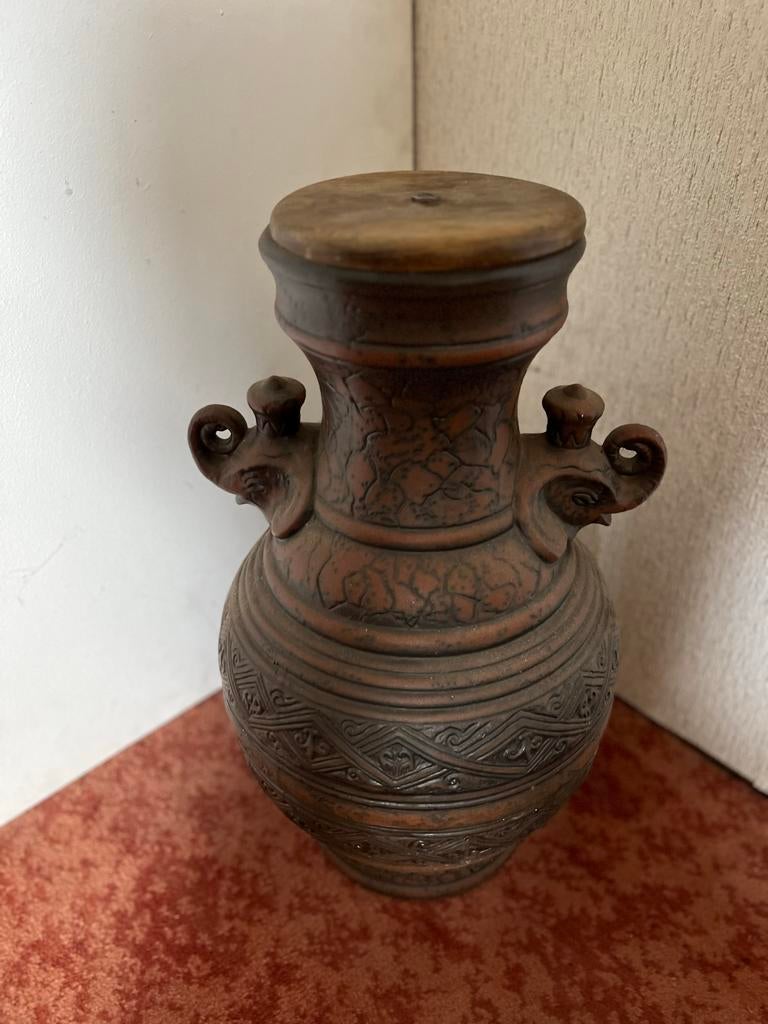 Decoratieve kruik met olifanten details - 55cm hoog, Antiek en Kunst, Ophalen