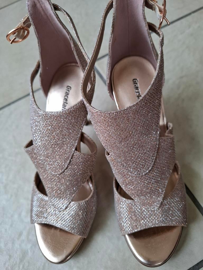 Roze glitter hoge hakken. Mt 37, Ophalen of Verzenden, Zo goed als nieuw, Roze