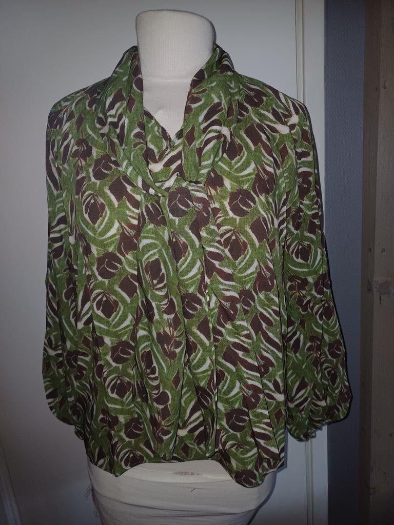 Unika Paris blouse S/M met gestrikte hals, Kleding | Dames, Nieuw, Ophalen of Verzenden, Groen, Unika Paris