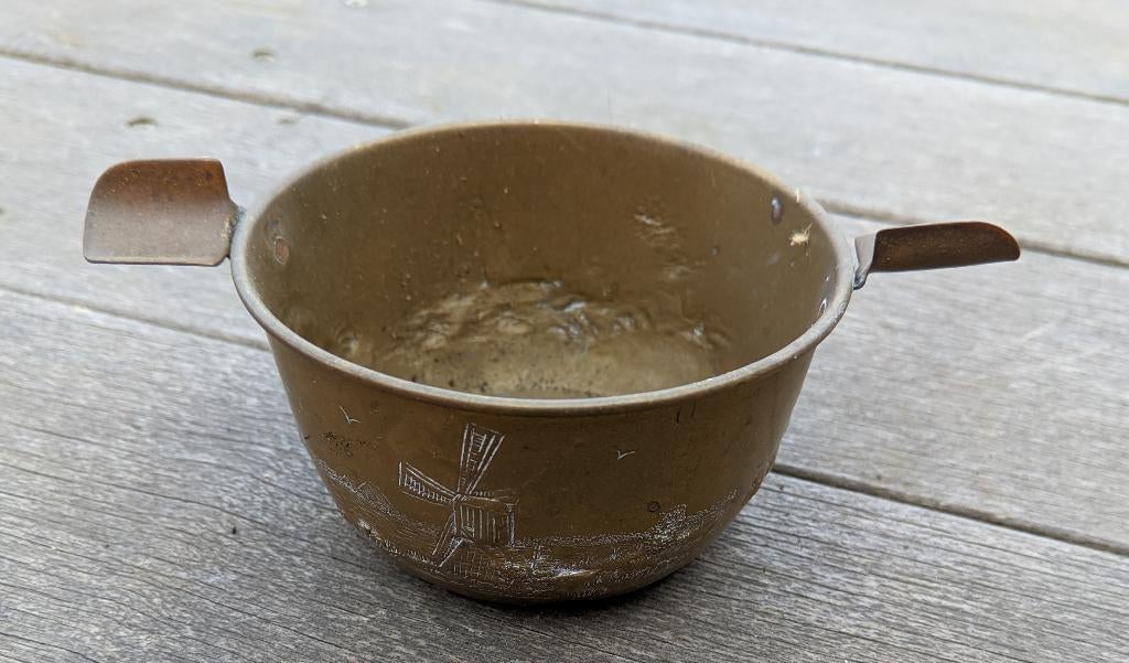 Antieke koperen asbak met Hollandse gravures, Antiek en Kunst, Antiek | Koper en Brons, Ophalen, Koper