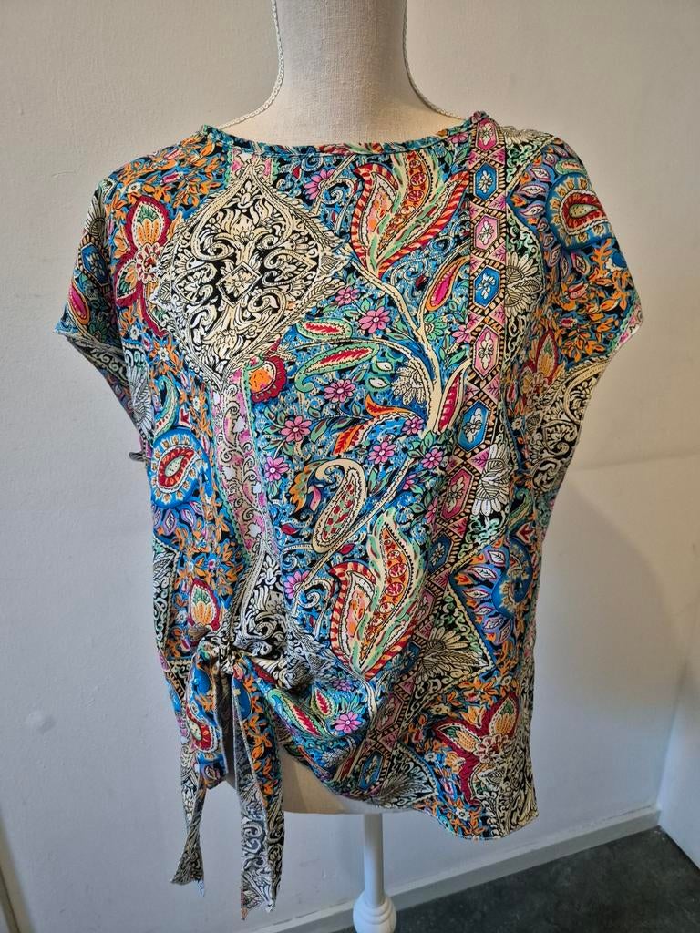 Kleurrijke Paisley top met knoopdetail - Maat L, Overige kleuren, Maat 42/44 (L), Nieuw, Ophalen of Verzenden