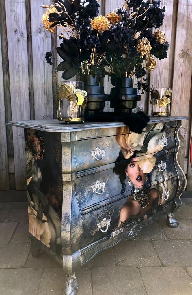 Prachtig Gerestylde Ladekast met 3 Lades, Antiek en Kunst, Ophalen of Verzenden