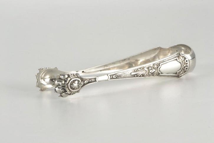 Antieke zilveren suikertang, Delheid Frères, België, 48,7 g, Antiek en Kunst, Antiek | Goud en Zilver, Zilver, Ophalen of Verzenden