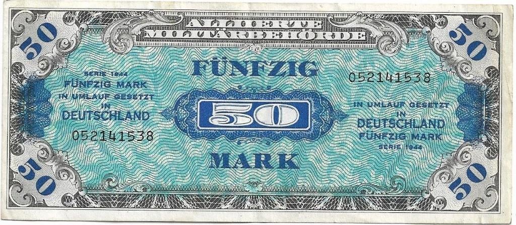 Duitsland 50 mark 1944 Geallieerde bezetting, Ophalen of Verzenden, Duitsland, Los biljet