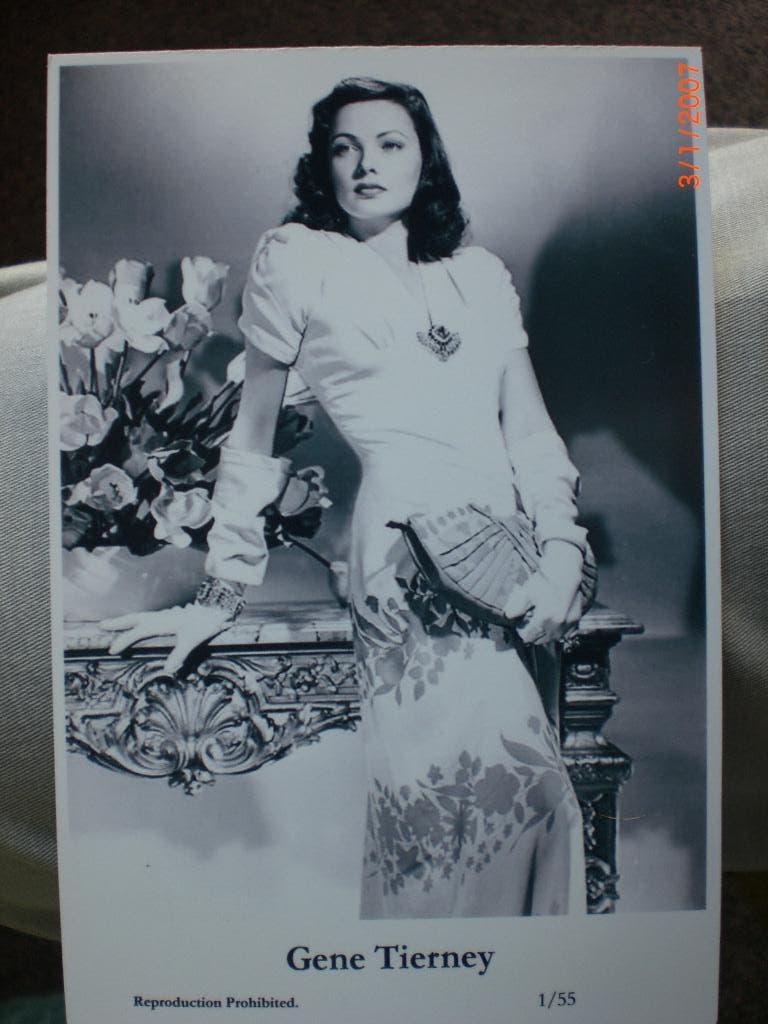 kaart Gene Tierney 8, Ophalen of Verzenden, 1980 tot heden, Ongelopen, Sterren en Beroemdheden