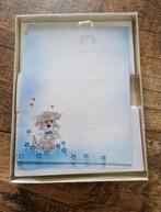 Vintage retro briefpapier hond hondje puppy blauw papier, Ophalen of Verzenden