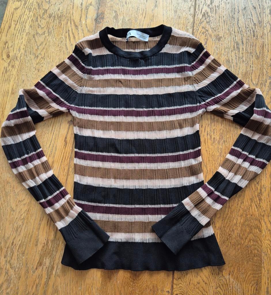 Zara gestreept semi doorschijnend shirt, Maat 38/40 (M), Ophalen of Verzenden, Zo goed als nieuw, Lange mouw