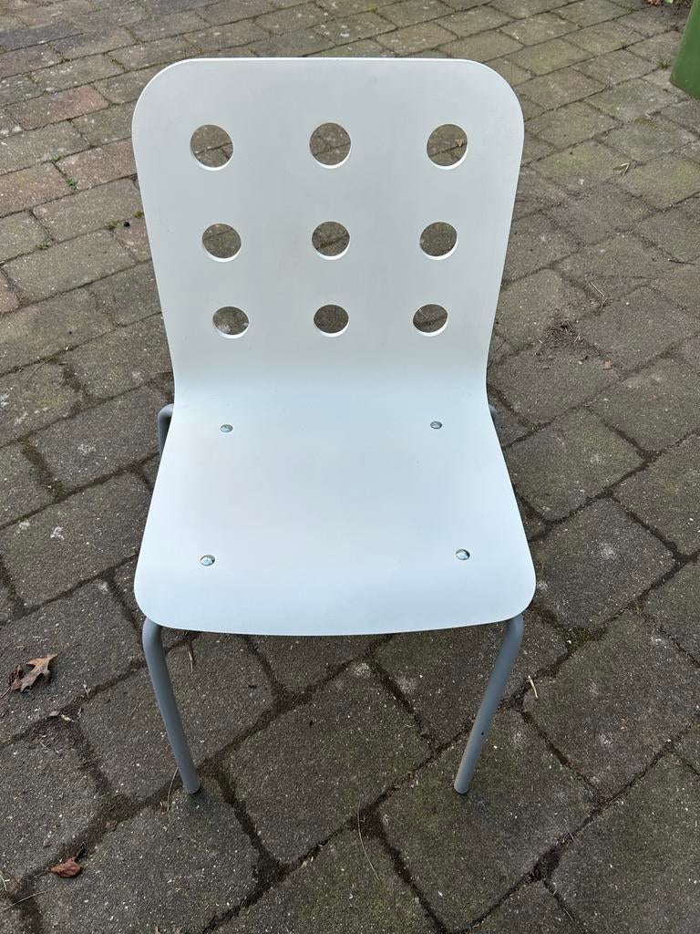 4 IKEA eetkamerstoelen, wit, in goede staat, Huis en Inrichting, Stoelen, Ophalen, Kunststof, Wit, Zo goed als nieuw