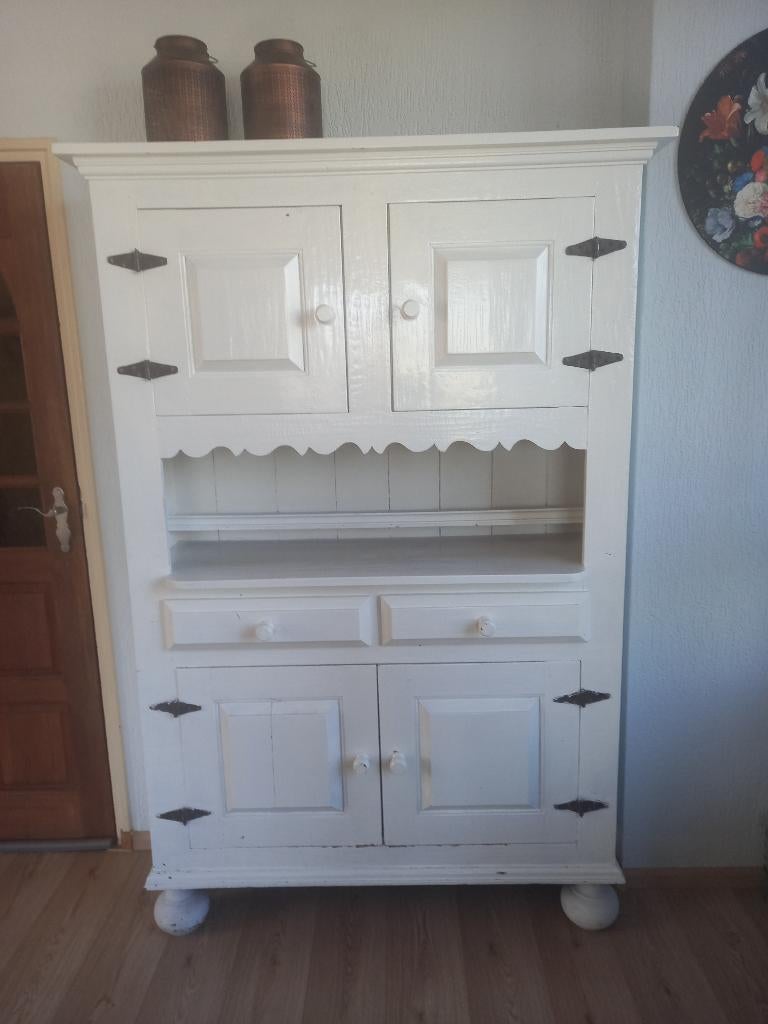 Wit geverfde eiken Kast, Ophalen, Gebruikt, 100 tot 150 cm, 150 tot 200 cm