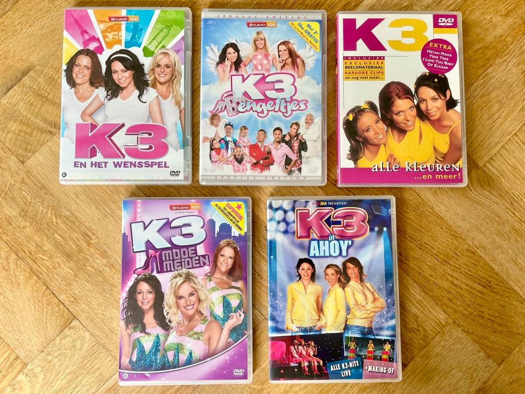 5x K3 DVD’s met oa. Alle Kleuren (nette staat, met NL), Alle leeftijden, Boxset, Muziek en Concerten, Ophalen of Verzenden