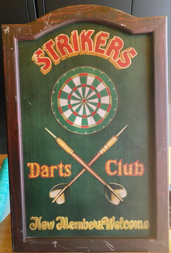 Decoratief Darts Club Bord - Strikers Darts Club, Ophalen of Verzenden, Gebruikt, Overige typen