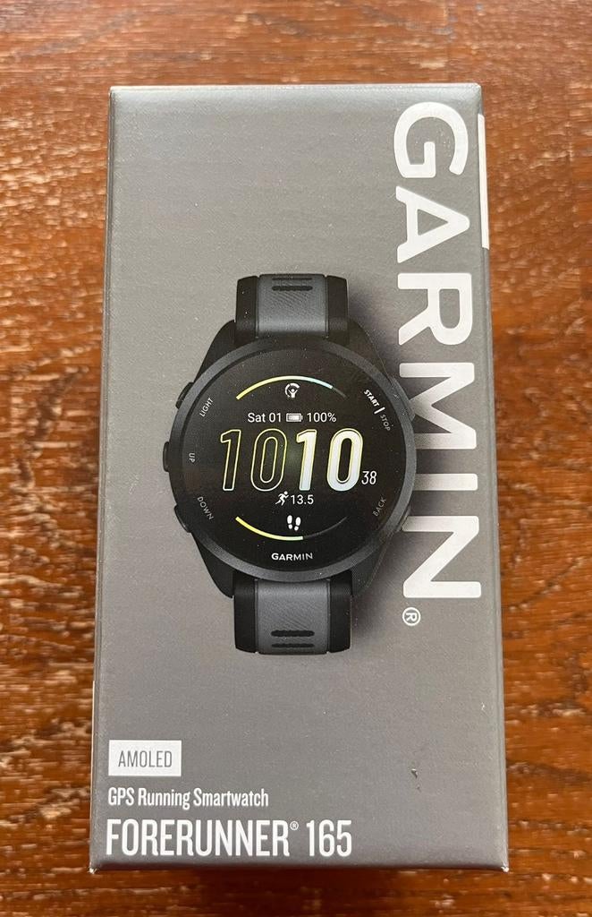 Zwarte garmin forerunner 165 AMOLED GPS Running Smartwatch, Zwart, Garmin forerunner, Nieuw, Ophalen of Verzenden