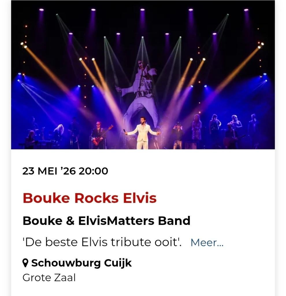 Gezocht, 2 kaartjes Bouke in Cuijk 23 mei, Twee personen, Mei