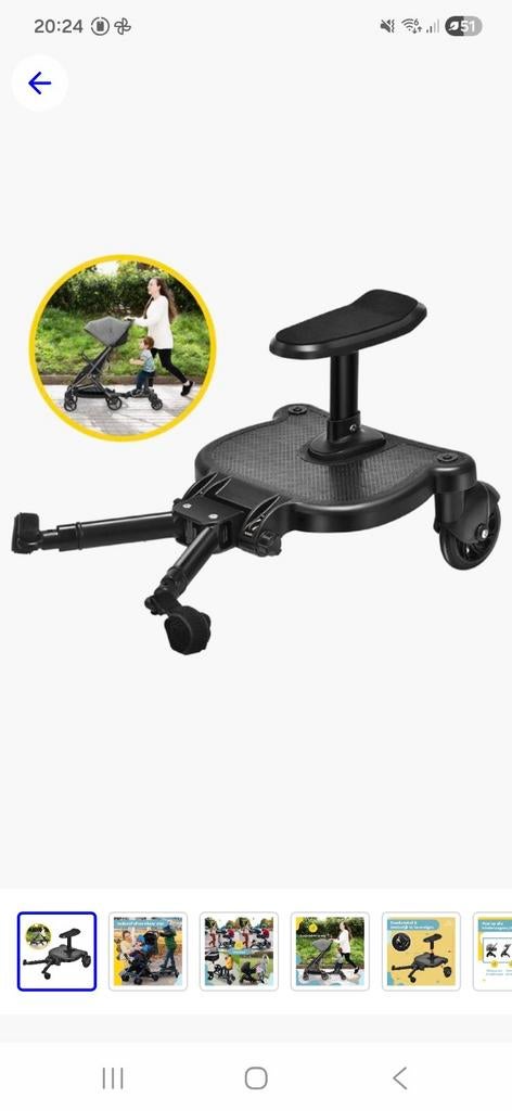 HeppieBabie Meerijdplankje met Zitje - ZGAN, Kinderen en Baby's, Kinderwagens en Combinaties, Ophalen of Verzenden, Zo goed als nieuw