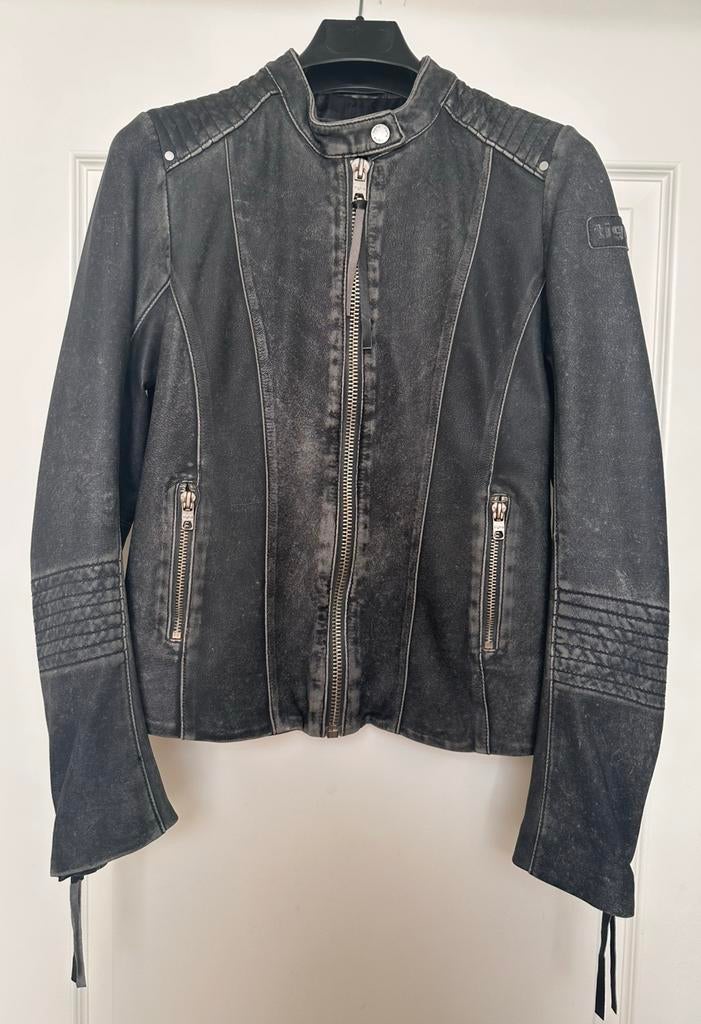 TIGHA Leren Jack Bikerjack Dames Gr. 36 (S), Ophalen of Verzenden, Zo goed als nieuw, Maat 36 (S), Zwart