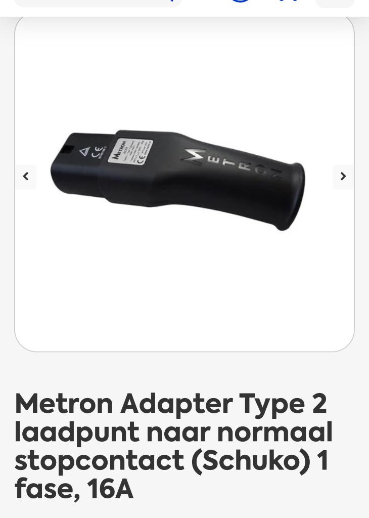 METRON Adapter Type 2 laadpunt naar normaal stopcontact, Ophalen of Verzenden, Zo goed als nieuw