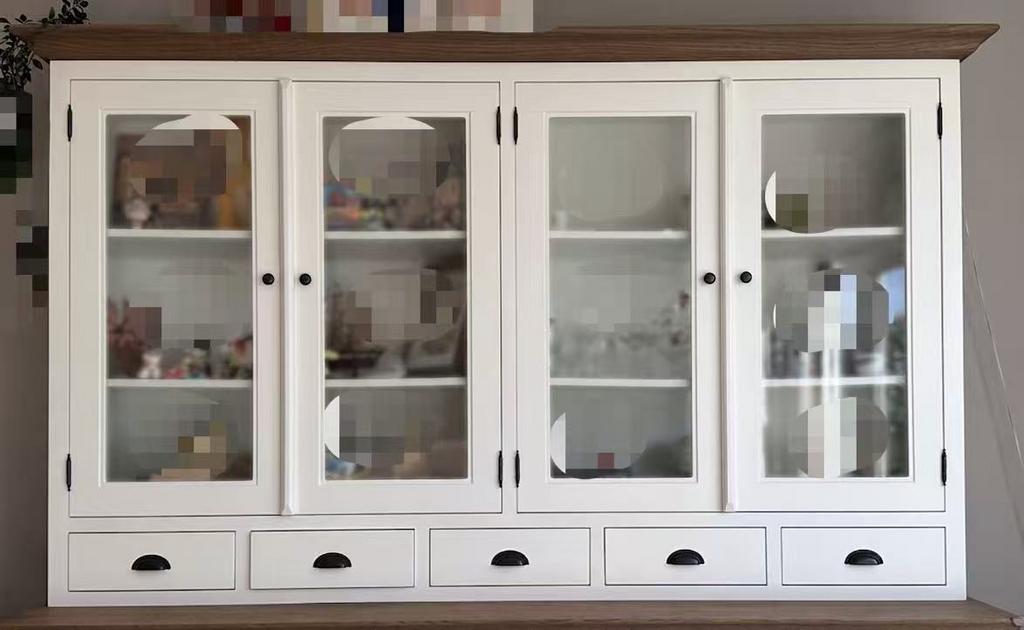 Pickup only-Witte & Eiken Vitrinekast Opzetstuk met 4 Deuren, Huis en Inrichting, Kasten | Vitrinekasten, Ophalen, 100 tot 150 cm