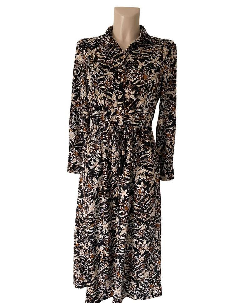 K-Design jurk S, Kleding | Dames, Jurken, Zo goed als nieuw, Bruin, Onder de knie, Ophalen of Verzenden