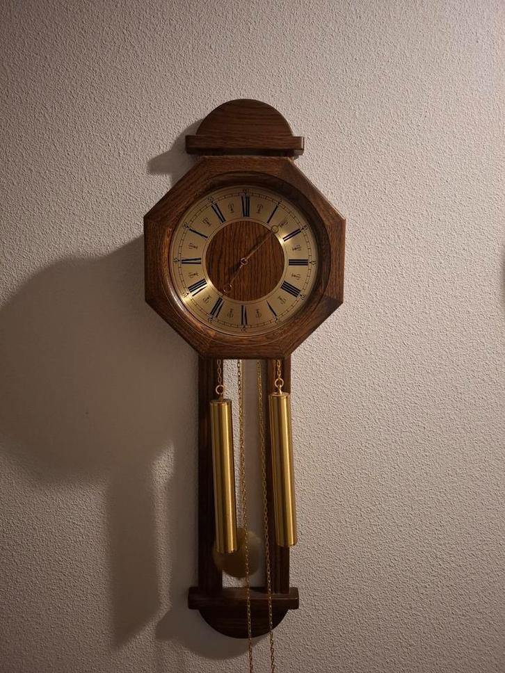 Jeka Eikenhouten Wandklok met Slinger en Gewichten, Antiek en Kunst, Antiek | Klokken, Ophalen