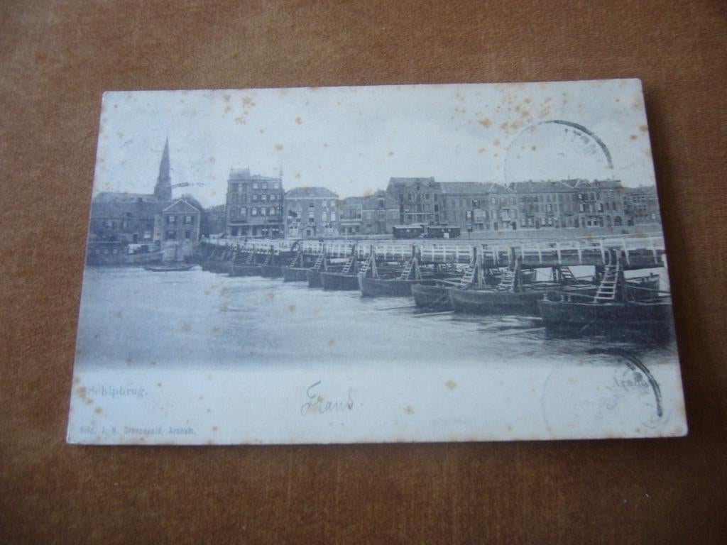 ARNHEM  =  SCHIPBRUG BRIEFKAART  1903, Ophalen of Verzenden, Voor 1920, Gelopen, Gelderland
