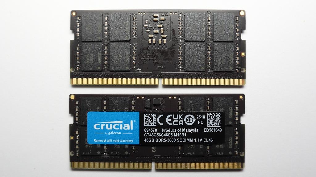 Crucial 48GB DDR5, 5600 sodimm, "3475 E. Commercial Ct., Meridian, ID 83642, US", Ophalen of Verzenden, Zo goed als nieuw, "Micron Technology, Inc."