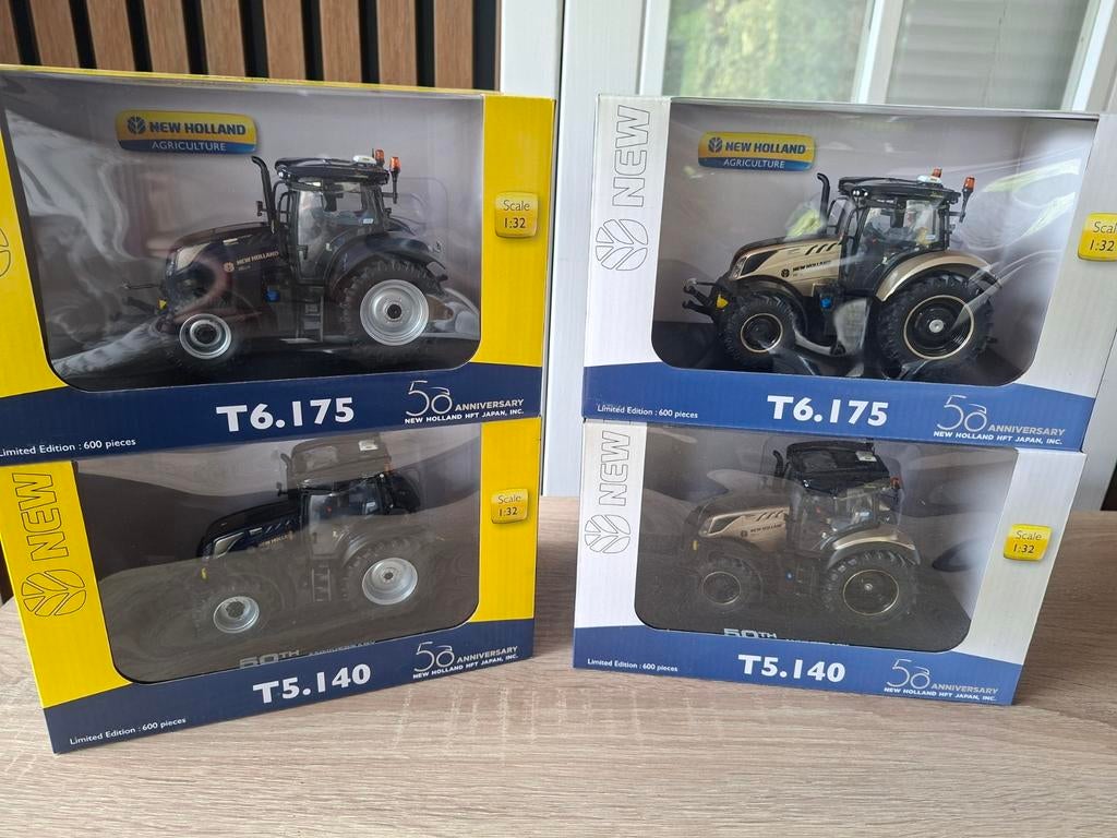 4x New Holland Tractoren: T6175 & T5140 (Limited Edition), Overige merken, 1:32 tot 1:50, Overige typen, Nieuw