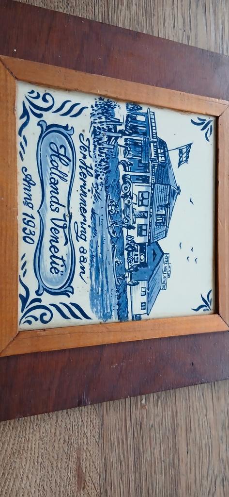 Delfts Blauw Tegeltableau 'Hollands Venetië' Anno 1930, Antiek en Kunst, Antiek | Wandborden en Tegels, Ophalen of Verzenden