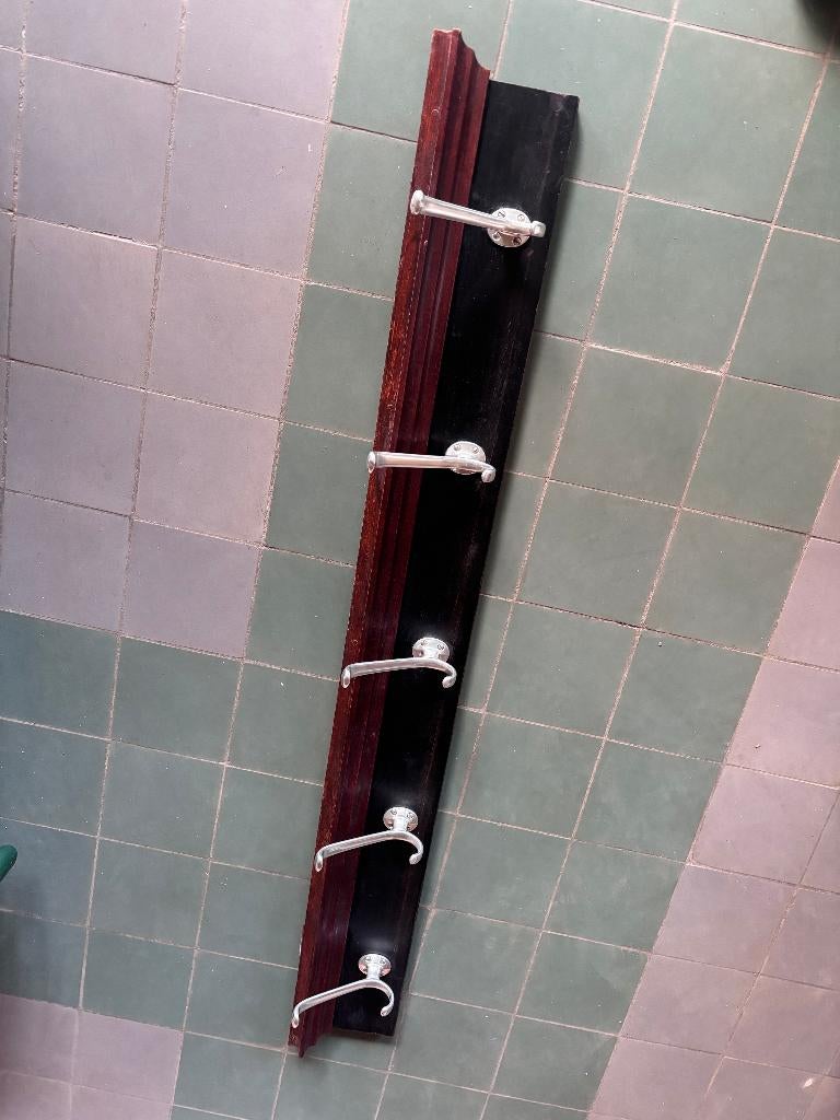 Houten Wandkapstok Zwart Bruin Metaal 5 Haken, Gebruikt, 100 tot 150 cm, Hout, Ophalen