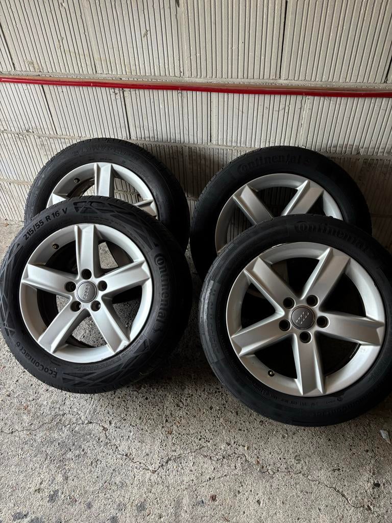 Originele Audi A4 velgen met zomerbanden 205/55 R16, Gebruikt, 16 inch, Banden en Velgen, Personenwagen