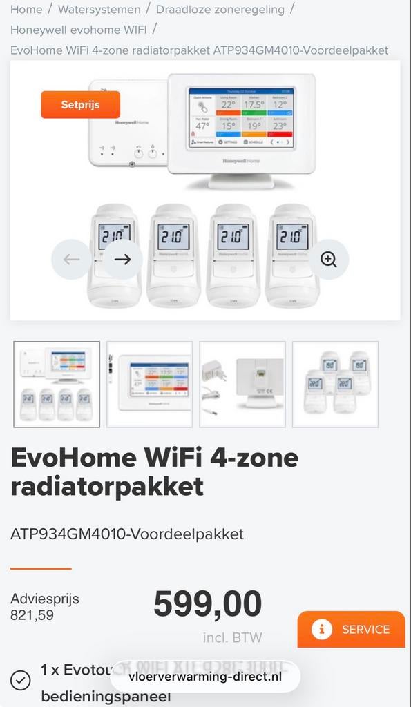 Honeywell evohome colour connected pakket met OpenTherm ketelsturing