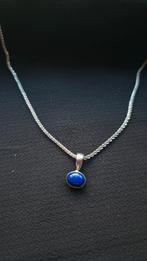 Prachtig 925 Zilveren Collier met Echte Lapis Lazuli Hanger., Ophalen of Verzenden, Zo goed als nieuw, Blauw, Zilver