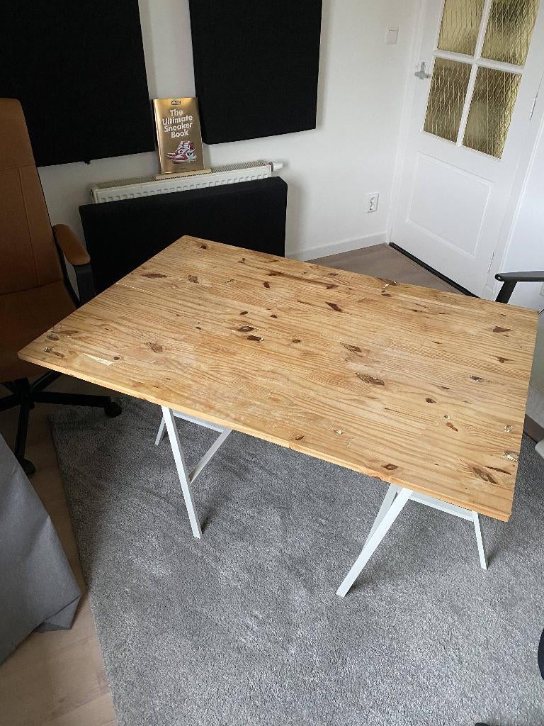 Bureau met schragen, Ophalen, Demontabel, 120 cm, Hout