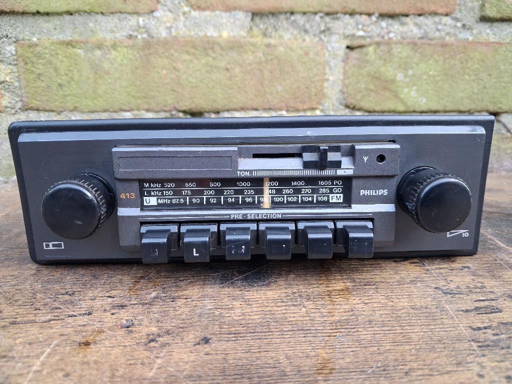 Klassieke Philips 413 Autoradio jaren 80 voor oldtimer, Ophalen of Verzenden, Gebruikt