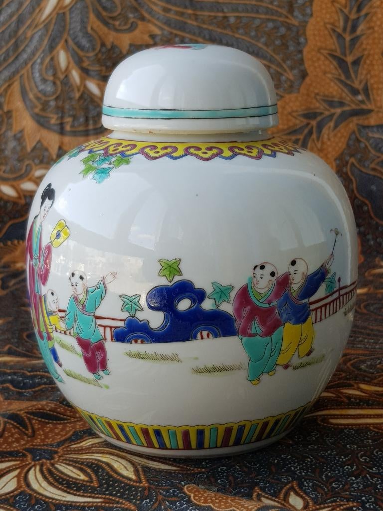 Mooie oude complete Chinese gemberpot van porselein 15,8 cm., Ophalen of Verzenden