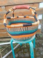 Bolgatanga mand rond lederen handvat handgemaakt Bolgatanga, Ophalen of Verzenden, Nieuw, Rond, Overige materialen