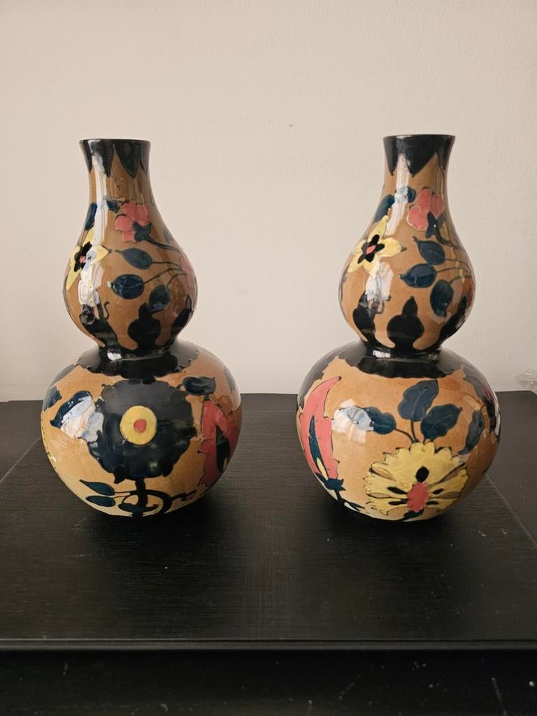 Set van 2 Royal Cauldon Cairo Ware vazen, Antiek en Kunst, Ophalen of Verzenden