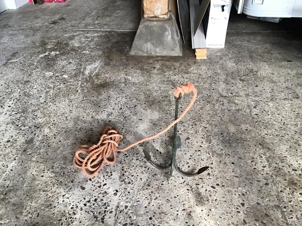 IJzeren 4-punts anker met touw, Ophalen of Verzenden, Gebruikt, Overige typen